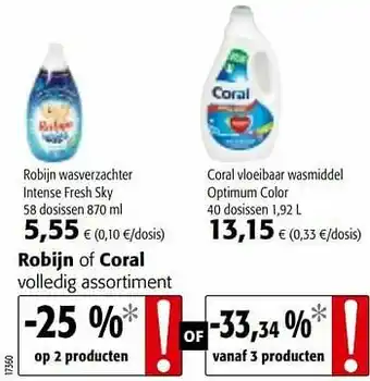 Colruyt Robijn wasverzachter intense fresh sky 58 dosissen aanbieding