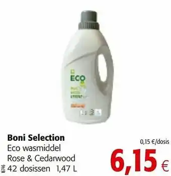 Colruyt Boni selection eco wasmiddel rose + cedarwood aanbieding