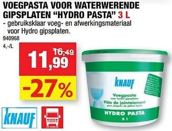 Voegpasta voor waterwerende gipsplaten hydro pasta 3l