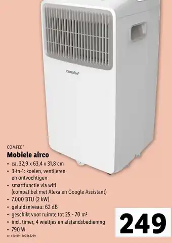 Lidl COMFEEⓇ Mobiele airco ca. 32,9 x 63,4 x 31,8 cm aanbieding