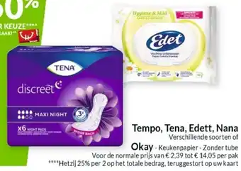 Intermarché Tempo, Tena, Edett, Nana Okay aanbieding