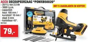 Hubo Powerplus accu decoupeerzaag powxb50020 20v Li- ion, 2,0 Ah aanbieding