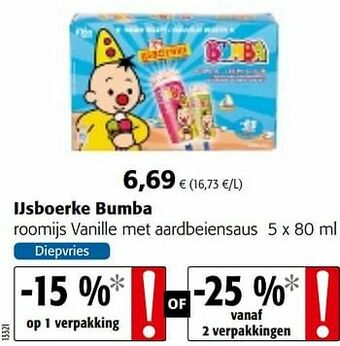Colruyt Ijsboerke bumba roomijs vanille met aardbeiensaus aanbieding