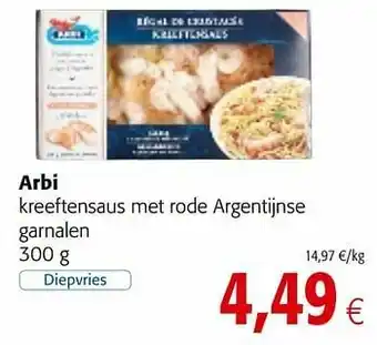 Colruyt Arbi kreeftensaus met rode argentijnse garnalen aanbieding