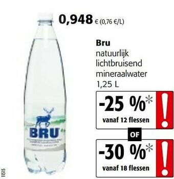 Colruyt Bru natuurlijk lichtbruisend mineraalwater aanbieding
