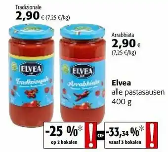 Colruyt Elvea alle pastasausen aanbieding