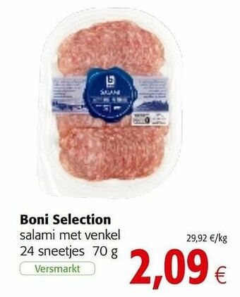 Colruyt Boni selection salami met venkel aanbieding