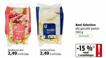 Colruyt Boni selection alle gevulde pasta`s aanbieding