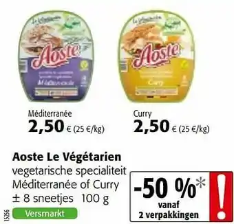 Colruyt Aoste le végétarien vegetarische specialiteit méditerranée of curry aanbieding