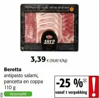 Colruyt Beretta antipasto salami, pancetta en coppa aanbieding