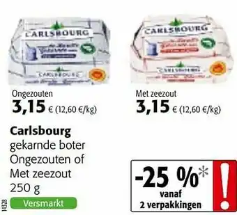 Colruyt Carlsbourg gekarnde boter ongezouten of met zeezout aanbieding