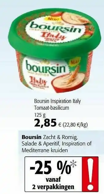 Colruyt Boursin inspiration italy tomaat-basilicum aanbieding