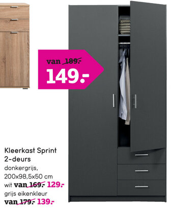 Leen Bakker Kleerkast sprint 2-deurs aanbieding