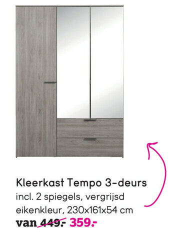 Leen Bakker Kleerkast tempo 2-deurs aanbieding