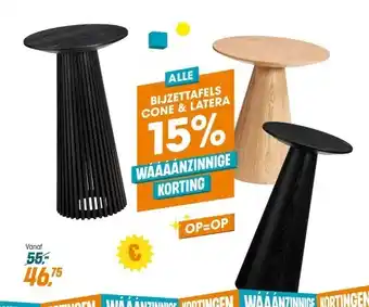 Kwantum Bijzettafels cone & latera aanbieding