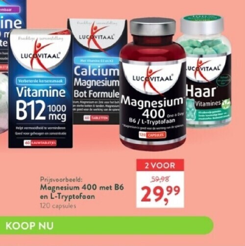 Magnesium 400 met b6 en ltryptofaan