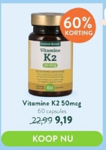 Vitamine k2 50 mcg 60 capsules