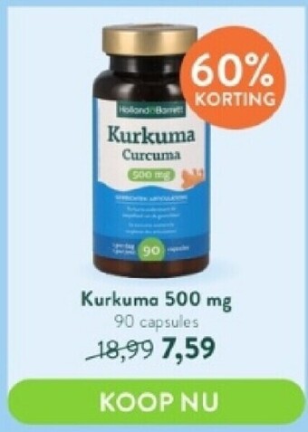 Holland & Barrett Kurkuma 500 mg 90 capsules aanbieding