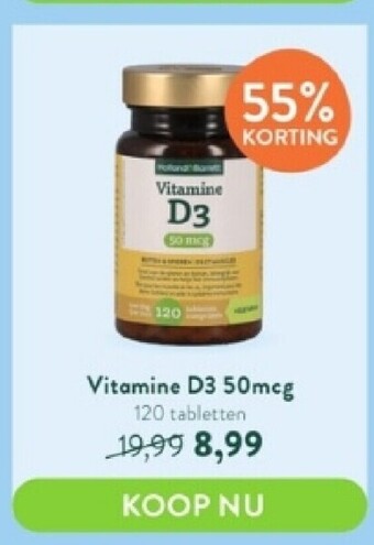Holland & Barrett Vitamine d3 50 mcg 120 tabletten aanbieding