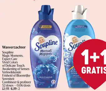 Delhaize Soupline Wasverzachter Magic Moments, Expert Care Vivid Colors of Delicate Touch, Awakening of Senses Verkwikkende aanbieding