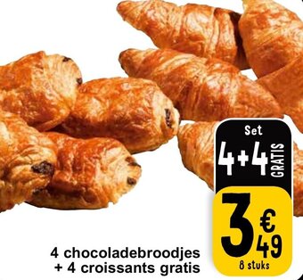 Cora 4 chocoladebroodjes + 4 croissants gratis aanbieding