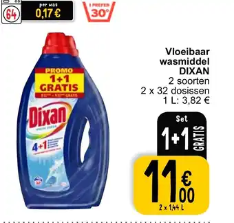 Cora DIXAN Vloeibaar wasmiddel 2 x 1.44L aanbieding