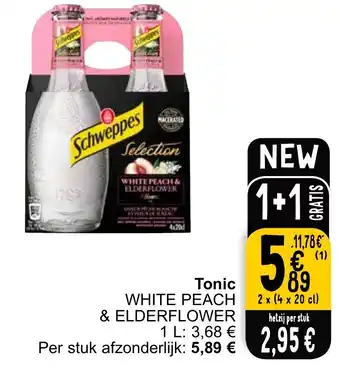 Cora Schweppes Tonic WHITE PEACH & ELDERFLOWER 2 x (4 x 20cl) aanbieding