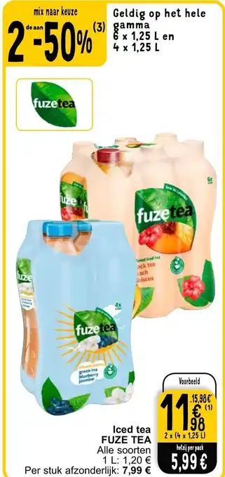 Cora FUZE TEA Iced tea 2 x (4 x 1.25L) aanbieding