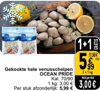 Cora OCEAN PRIDE Gekookte hele venusschelpen 2 x 1kg aanbieding