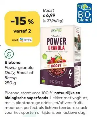 Bio Planet Biotona Power granola Daily, Boost of Recup 250g aanbieding