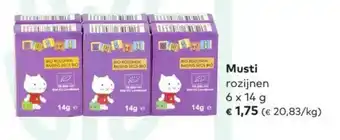 Bio Planet Musti rozijnen 6x14g aanbieding