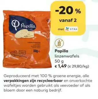Bio Planet Papilla linzenwafels 50g aanbieding