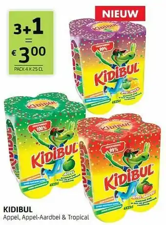 BelBev Kidibul appel, appel-aardbei + tropical aanbieding