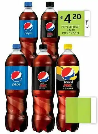Pepsi regular, + max pack 6 x 50 cl