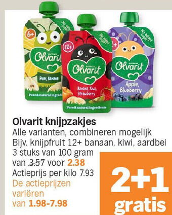 Albert Heijn Olvarit knijpzakjes aanbieding
