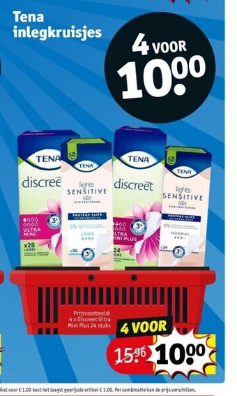 Kruidvat Tena inlegkruisjes aanbieding
