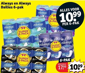 Kruidvat Always en always dailies 6-pak aanbieding