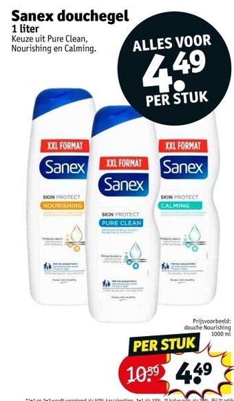 Kruidvat Sanex douchegel 1 liter aanbieding