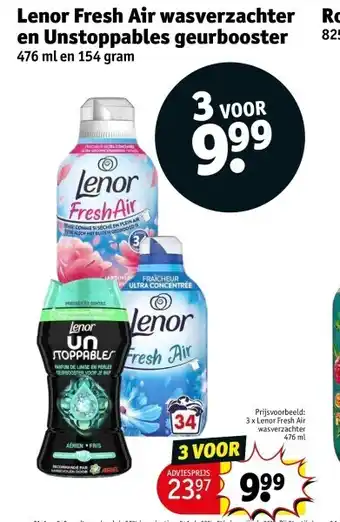 Kruidvat Lenor fresh air wasverzachter en unstoppables geurbooster aanbieding