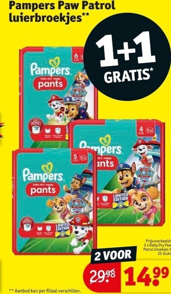 Kruidvat Pampers paw patrol luierbroekjes aanbieding