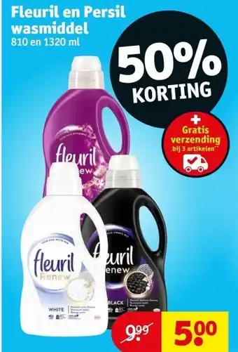 Kruidvat Fleuril en persil wasmiddel 810 en 1320 ml aanbieding
