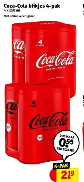 Kruidvat Coca-cola blikjes 4-pak 4 x 250 ml aanbieding