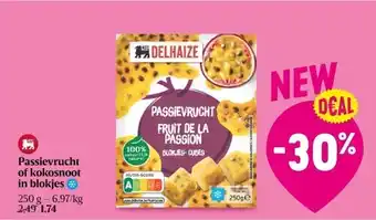 Passievrucht of kokosnoot in blokjes