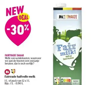 Delhaize Fairtrade halfvolle melk 1 l aanbieding