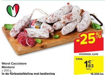 Carrefour Worst Cacciatore Montorsi 100g aanbieding
