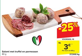 Carrefour Salami met truffel en parmezaan 80g aanbieding