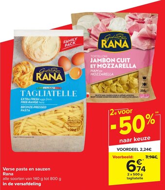 Carrefour Rana Verse pasta en sauzen 2 x 500g aanbieding