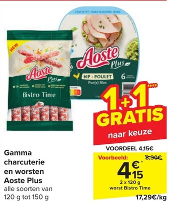Carrefour Aoste Plus Gamma charcuterie en worsten 2 x 120g aanbieding
