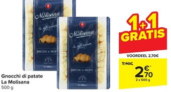Carrefour La Molisana Gnocchi di patate 2 x 500g aanbieding