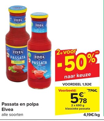 Carrefour Elvea Passata en polpa 2 x 690g aanbieding